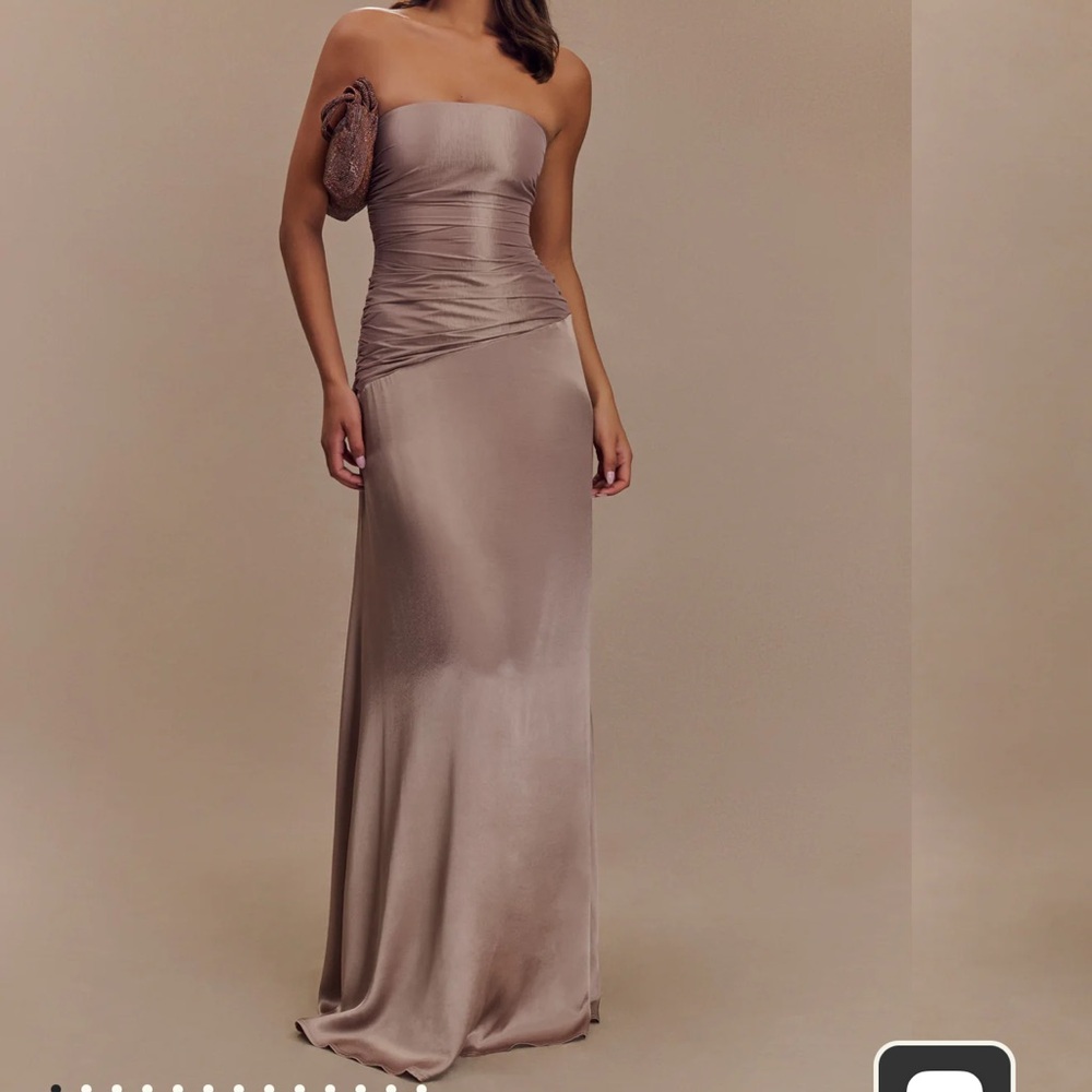MESHKI Serena Strapless Taffeta Maxi Dress - Bronze Taupe